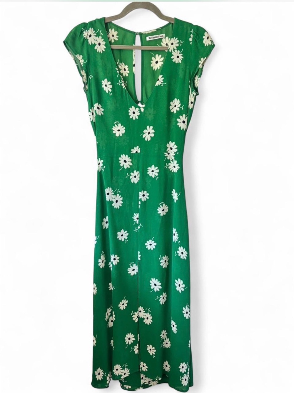 Reformation Green Daisy Floral Midi Dress 6